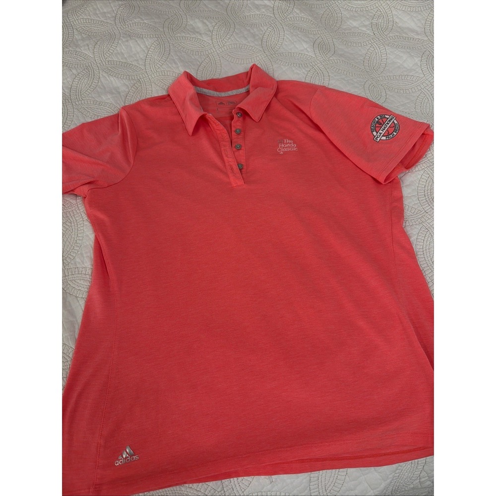 Adidas Honda Classic Golf Tour PGA National Women's Sz Large Coral Pink Polo